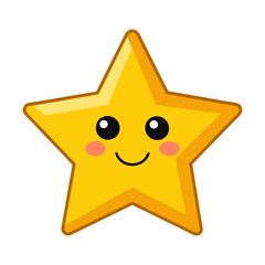 Children's funny vector illustration of a star with eyes and a smile