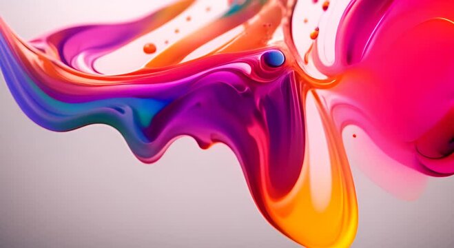 Abstract background colorful liquid pouring isolated on white background super slow motion filmed on high speed cinema camera at 1000 fps 4K