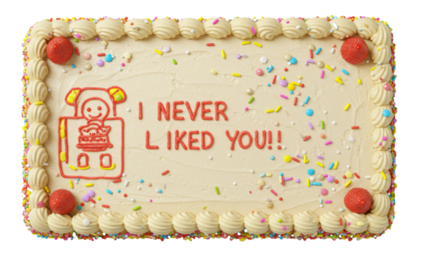 I Never Liked You Decorated, Sheet Cake Baked Bakery Dessert with Icing,  Isolated Transparent PNG