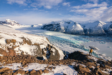Beautiful view of Skaftafellsjökull glacier and surrounding area in Skaftafell National Park (South Iceland)