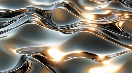 A luxurious fluid metallic composition with reflective silver and gold waves. Sleek, high-end, and opulent, perfect for branding, decor, and premium design.