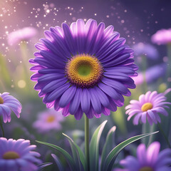 Obraz premium Purple daisy flower in the garden