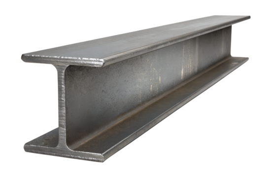Metal I-Beam on Transparent Background