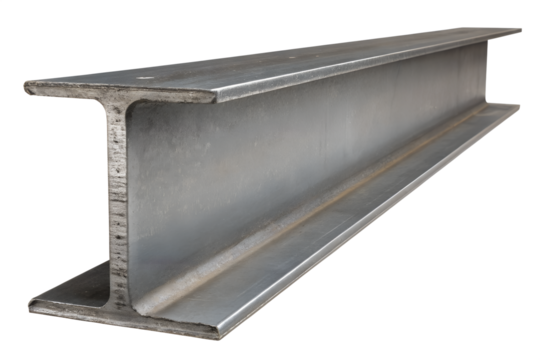 Metal I-Beam on Transparent Background
