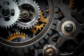 Intricate arrangement of clock gears showcasing craftsmanship and design in mechanical engineering
