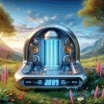 Time machine. Vector color drawing.
