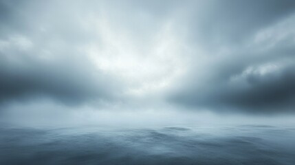 Fototapeta premium Serene Ocean Scene Under a Dramatic Cloudy Sky with Soft Light