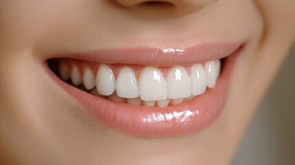 Obraz premium Perfect White Teeth and Glossy Lips Close-Up
