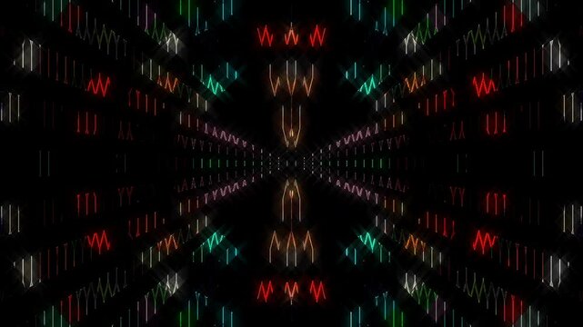 abstract lines colorful light shining round shape in center, Abstract background moving stripes and flashing with shining light