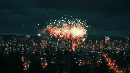 Spectacular Fireworks Display Over a Cityscape During Nighttime