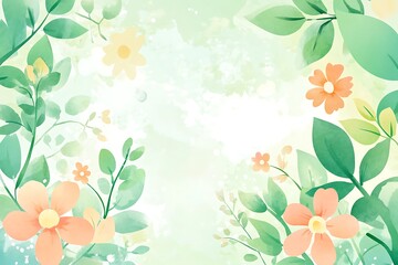 Colorful floral design with soft green background in bright spring atmosphere