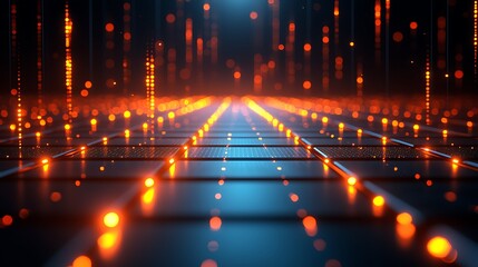 Advanced 3D data grid with glowing neon lights high resolution picture