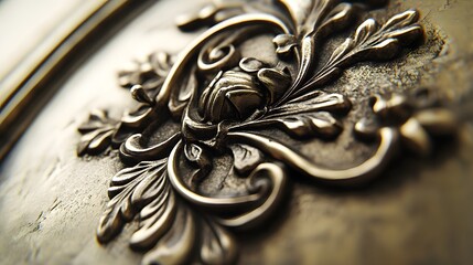 Ornate antique bronze door handle with floral design