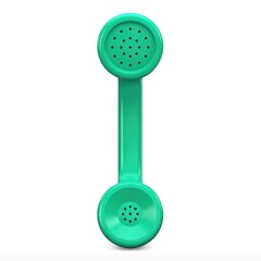 Illustration 3D Vintage Classic Telephone Handset in Teal Green Color