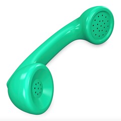 Illustration 3D Vintage Classic Telephone Handset in Teal Green Color