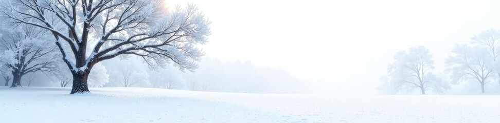 Isolated tree branches on a snowy white background, snowy landscape, frosty environment, nature