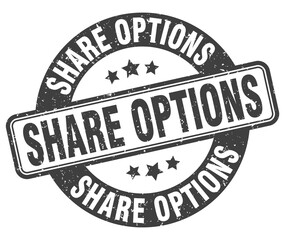 share options stamp. share options label. round grunge sign