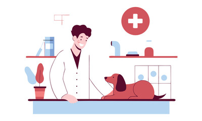 Veterinarian Clinic Isolated Cartoon Vector Illustration, Animal Care Center, Pet Hospital Scene