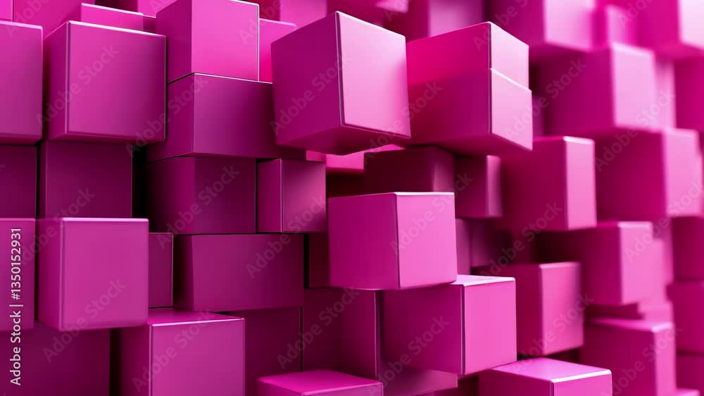 Poster Dynamic abstract background with vibrant magenta color and textured cube formations, Abstract Background, magenta color, 3d, video