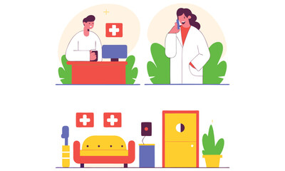 Veterinarian Clinic Isolated Cartoon Vector Illustration, Animal Care Center, Pet Hospital Scene