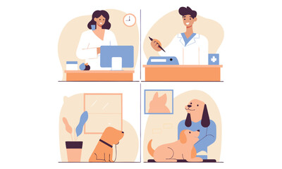 Veterinarian Clinic Isolated Cartoon Vector Illustration, Animal Care Center, Pet Hospital Scene
