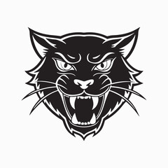 Obraz premium angry wild cat vector design in bold black and white style