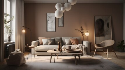 Contemporary Scandinavian Living Room with Art Decor