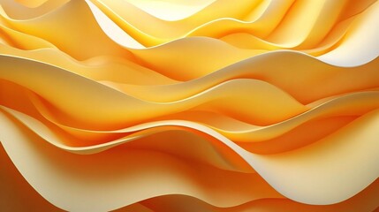 Obraz premium Abstract Golden Waves Smooth Flowing 3D Render of Yellow Curves and Undulations