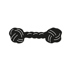 Bone rope dog toy icon. Toy minimalistic icon. Black dog toy illustration. Bone toy illustration. 