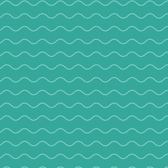 Teal wave pattern seamless background, wavy line design, turquoise rhythmic texture for banners, posters, flyers, and more.