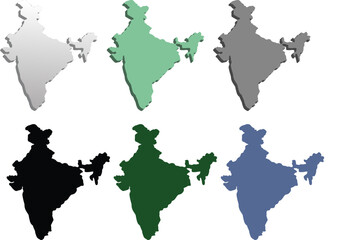 Set of 6 maps of India with regions isolated on white Background