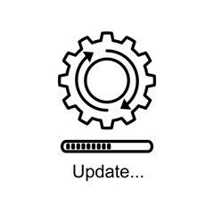 update gear icon, simple flat style, illustration, logo sign symbol pictogram template, for ui or ux isolated on white for mobile app, editable