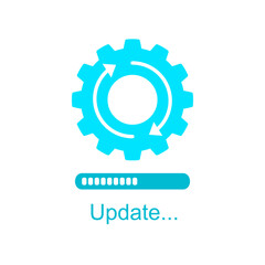 update gear icon, simple flat style, illustration, logo sign symbol pictogram template, for ui or ux isolated on white for mobile app, editable