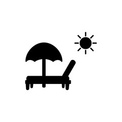 sunbed icon, simple flat style, illustration, logo sign symbol pictogram template, for ui or ux isolated on white for mobile app, editable