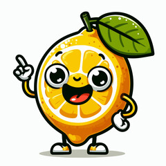 cute cartoon vector illustration of lemon fruit
