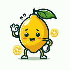 cute cartoon vector illustration of lemon fruit