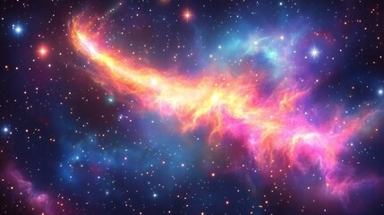 Obraz premium Vibrant Cosmic Nebula Starry Night Sky Colorful Galaxy Space Background