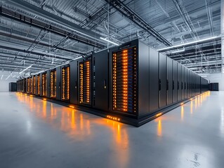 Data Center Servers Illuminated.
