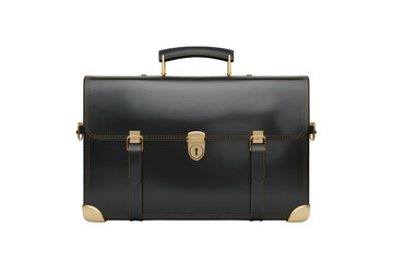A Classic Black Leather Briefcase with Sturdy Hardware and Sleek Design for Business Professionals
