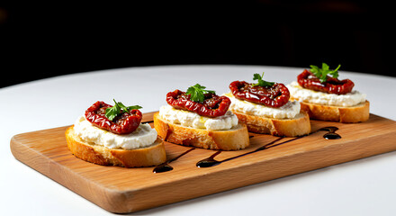  Italian canapé with crostini, ricotta cheese, and sun-dried tomatoes