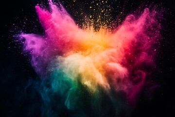 A Dramatic White Powder Explosion Against a Deep Blue Background