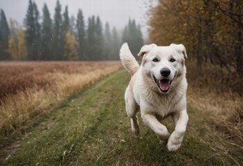 central asian shepherd dog running in natural countryside, among the hills, shepherd doggy in the nature, sheepdog in meadown