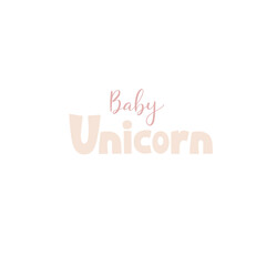 Baby Unicorn typography in a minimalist design with a black background, cute and playful style,png
