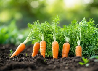 Harvesting Fresh Carrots Growing in Garden Soil Under Soft Sunlight