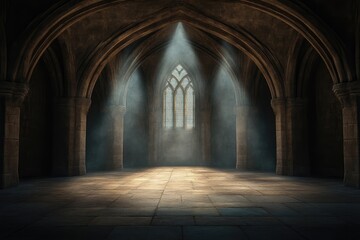 Fototapeta premium Ancient Gothic Cathedral Interior