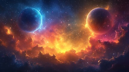 Obraz premium Stunning celestial scene with two planets high resolution hd photo
