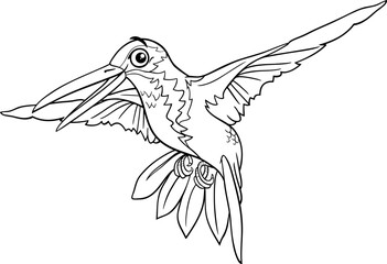 funny cartoon hummingbird bird animal character coloring page