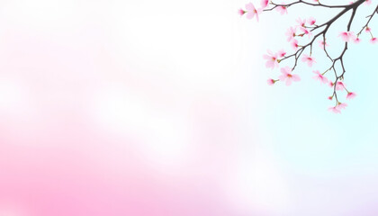 Fototapeta premium branch of blossoming sakura on soft background in pink blue pastel colors