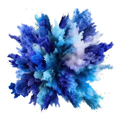 Fototapeta premium explosion of vibrant blue and white powder dynamic abstract form isolated on png transparent background