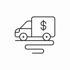 Delivery truck money transport icon vector sign